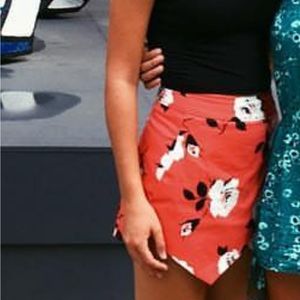 Aqua floral envelope style skirt with shorts